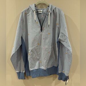 Champion seersucker logo embroidered anorak quarter zip pullover size L NWT